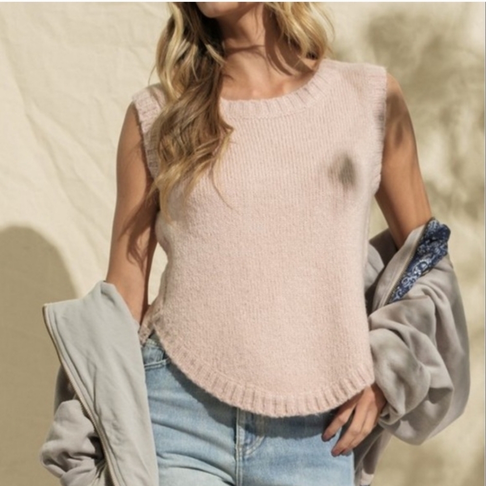 Anthropologie Papermoon Knit Pink Pullover Sweater Tank Top Small